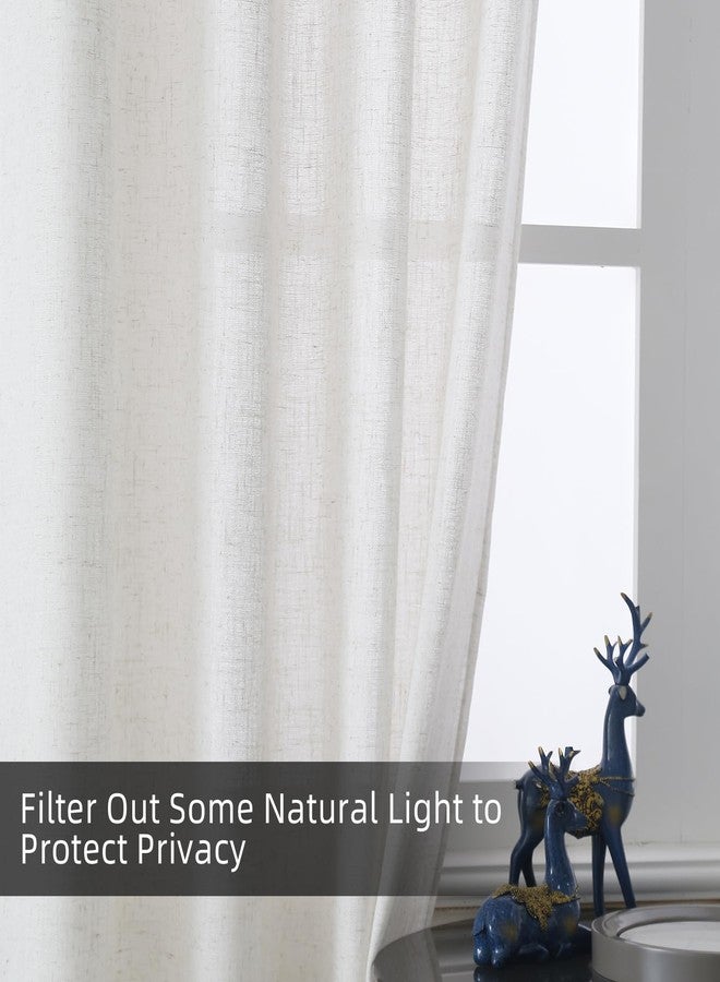 TMLTCOR Natural Linen Curtains for Living Room Bedroom,Window Drapes Sheer Linen Curtains,Light Filtering Linen Curtains 96 Inches Long,52 Wide,2 Panels - Image 3